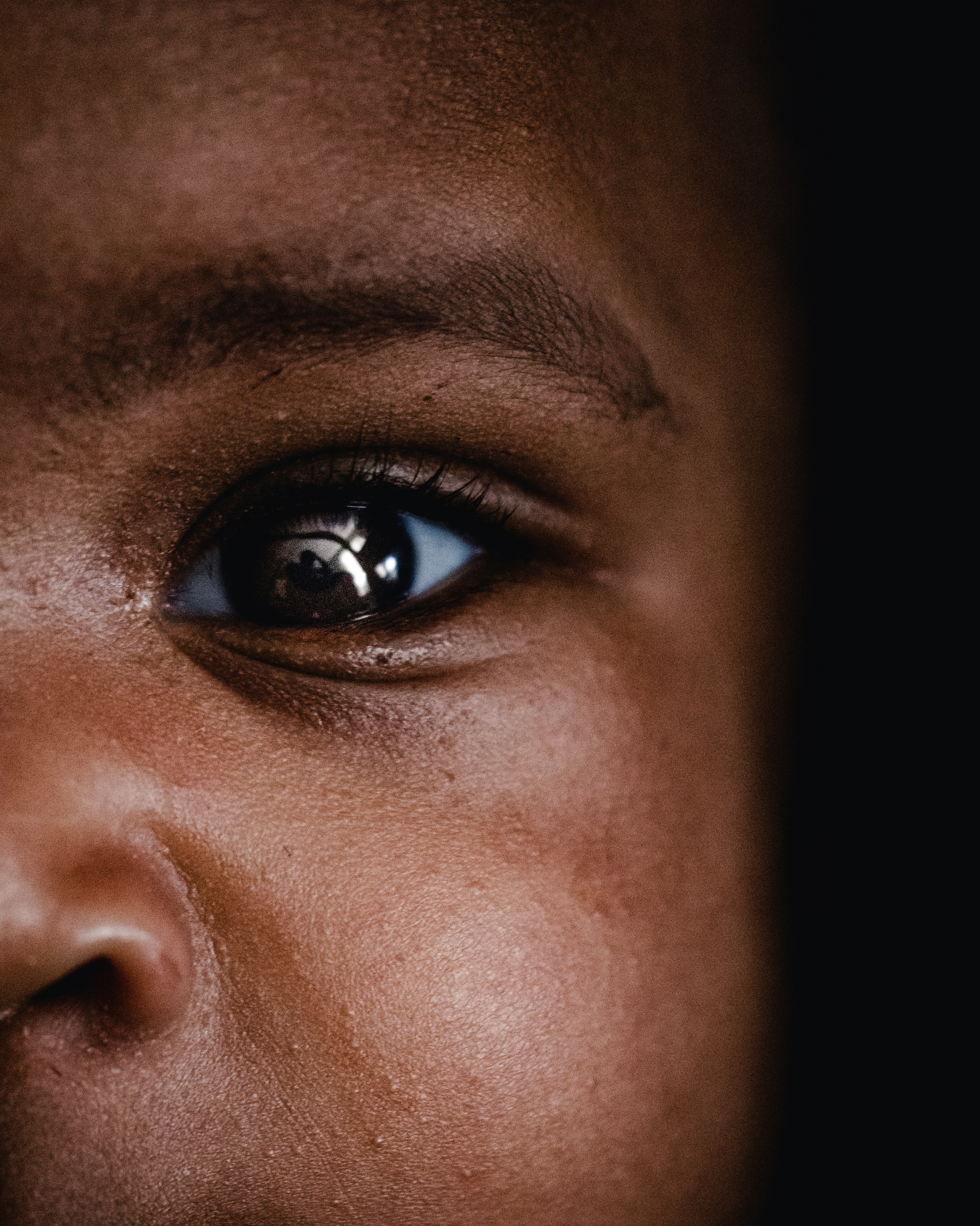 Close portrait of a young child looking ahead